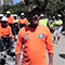 Construction Workers chant against Tate