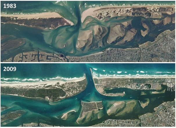 Map of the Coomera River estuary on the Gold Coast and its two adjacent